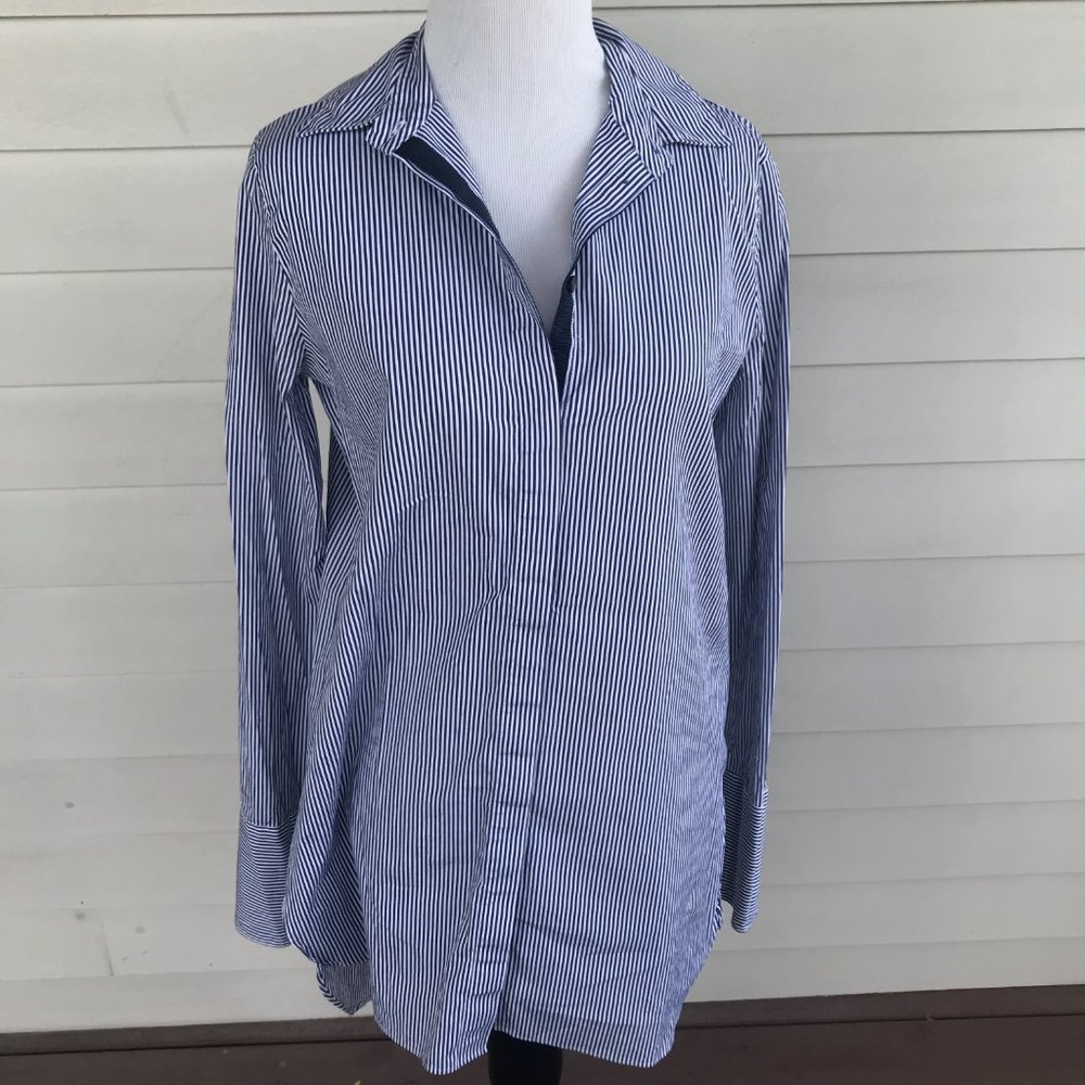 J Crew Long Sleeve Stripe Button Down Tunic Shirt